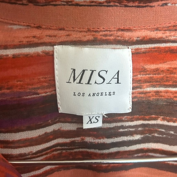 Misa Los Angeles Ofelia Striped Chiffon Long Shirt Dress Size XS - Picture 3 of 7